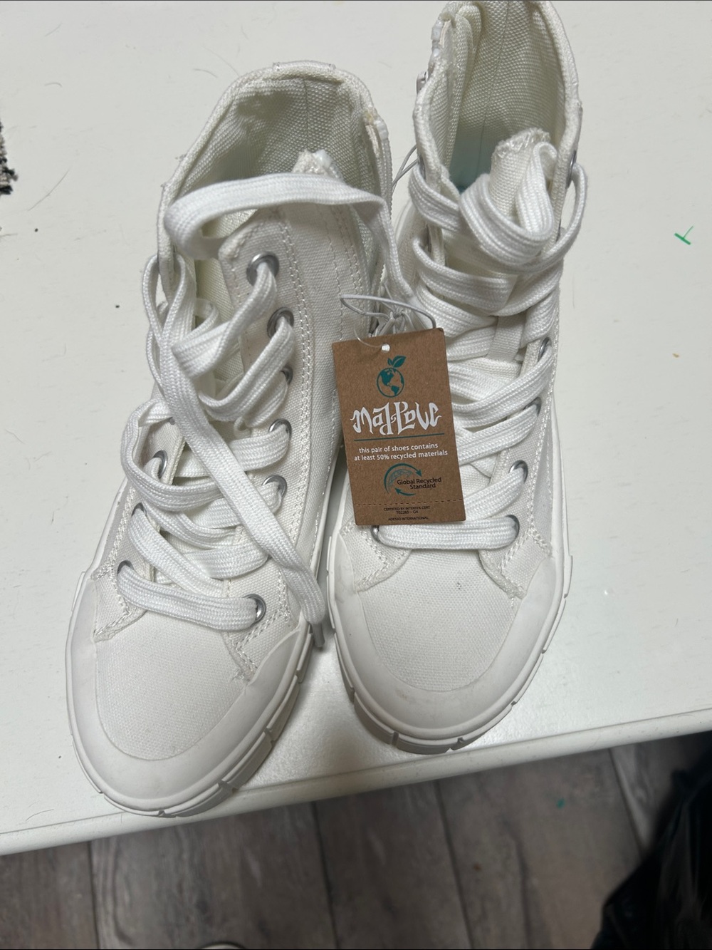 Malibu Women's White High-Top Canvas Sneakers with Eco Tag